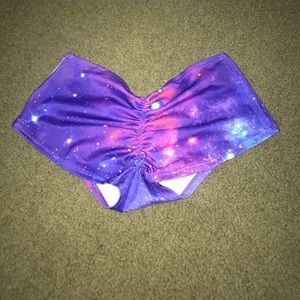 IHeartRaves galaxy scrunch bottom booty shorts